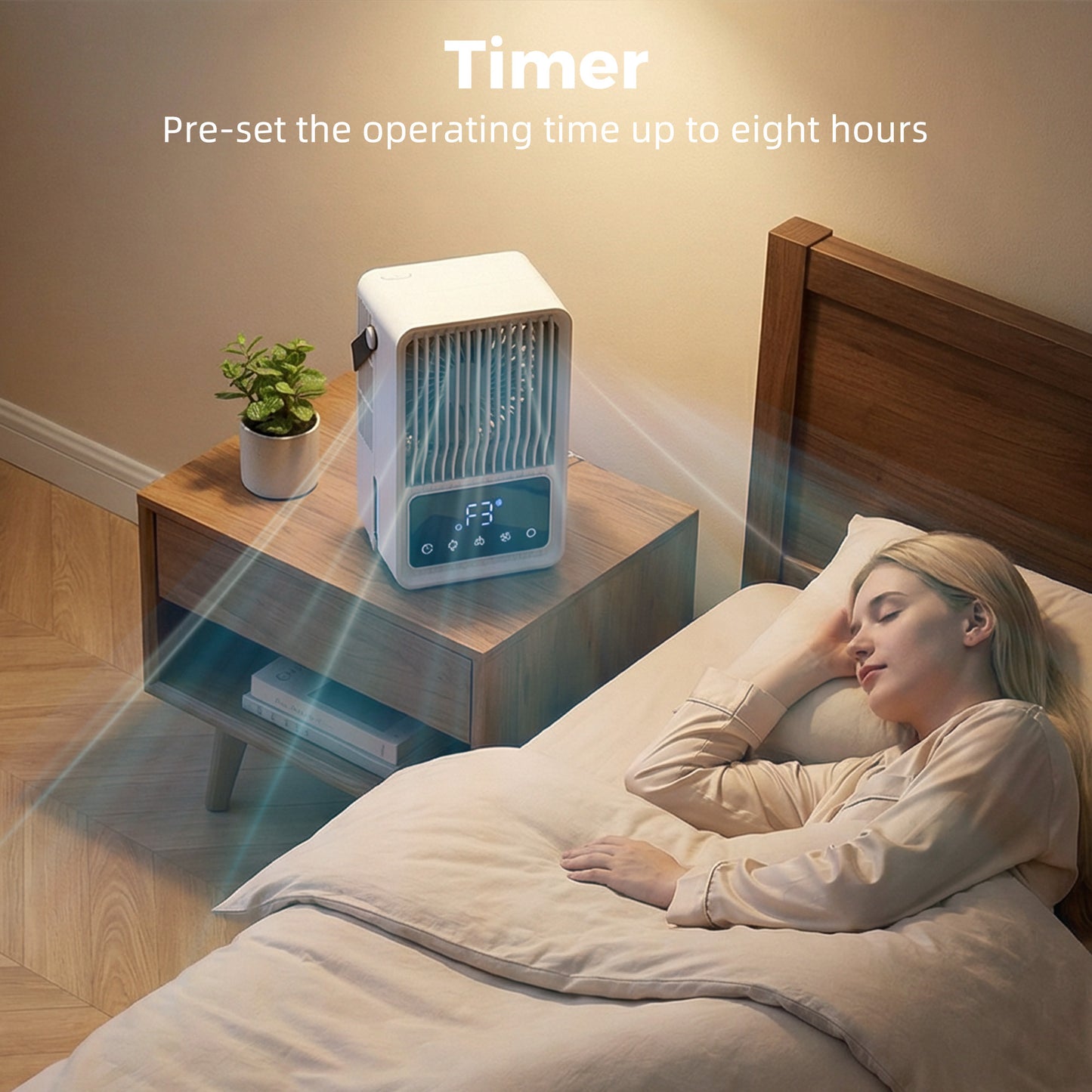 4-in-1 Mini Air Cooler with 7 Colour RGB Light, Cooling Fan, Black