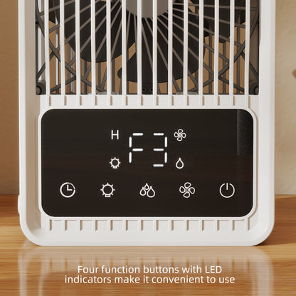 4-in-1 Mini Air Cooler with 7 Colour RGB Light, Cooling Fan, Black