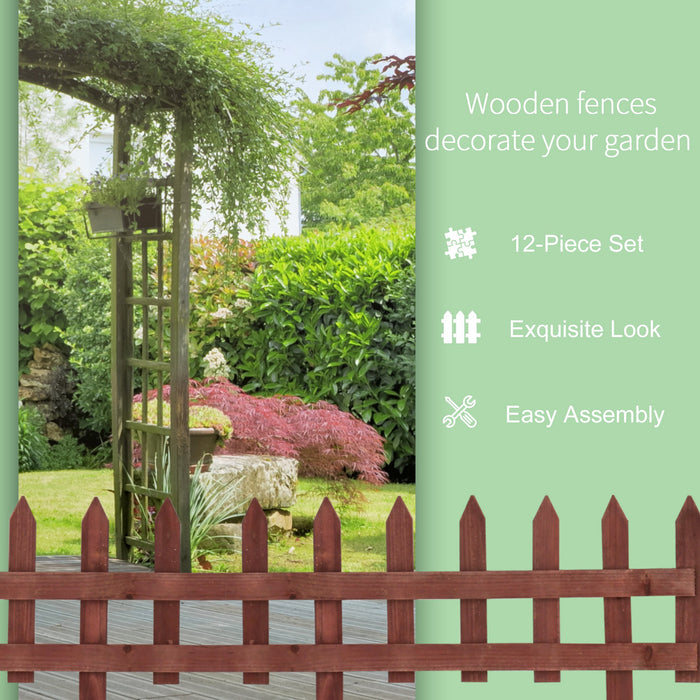 Set of 12 Wooden 60cm Garden Fence Pieces