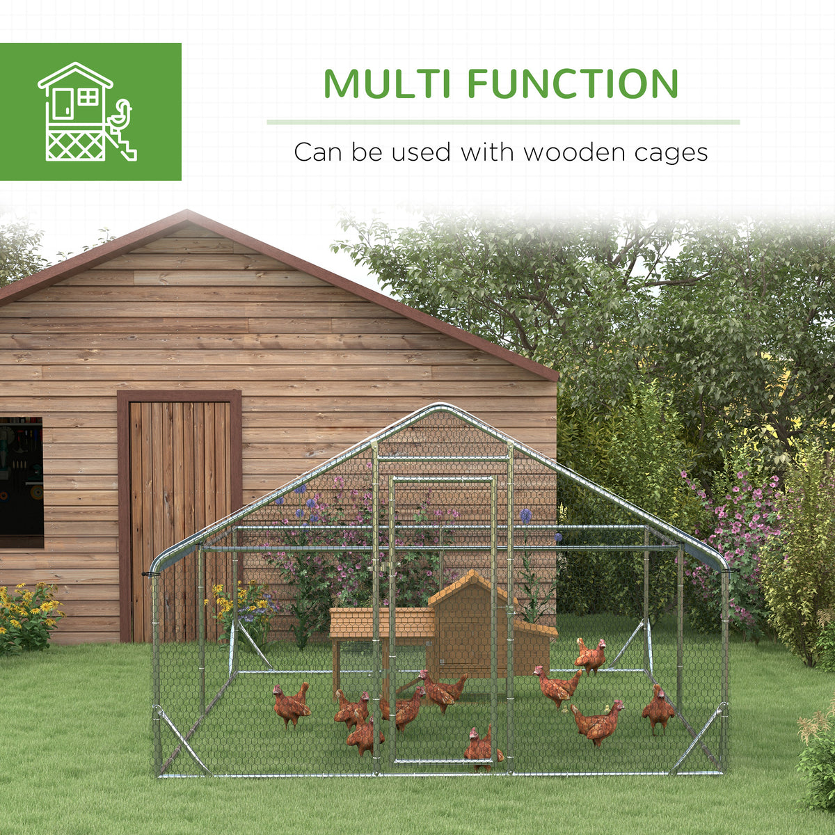 Walk-In Chicken Run, Hen House, for Ducks, Rabbits w/ Water-Resist Roof