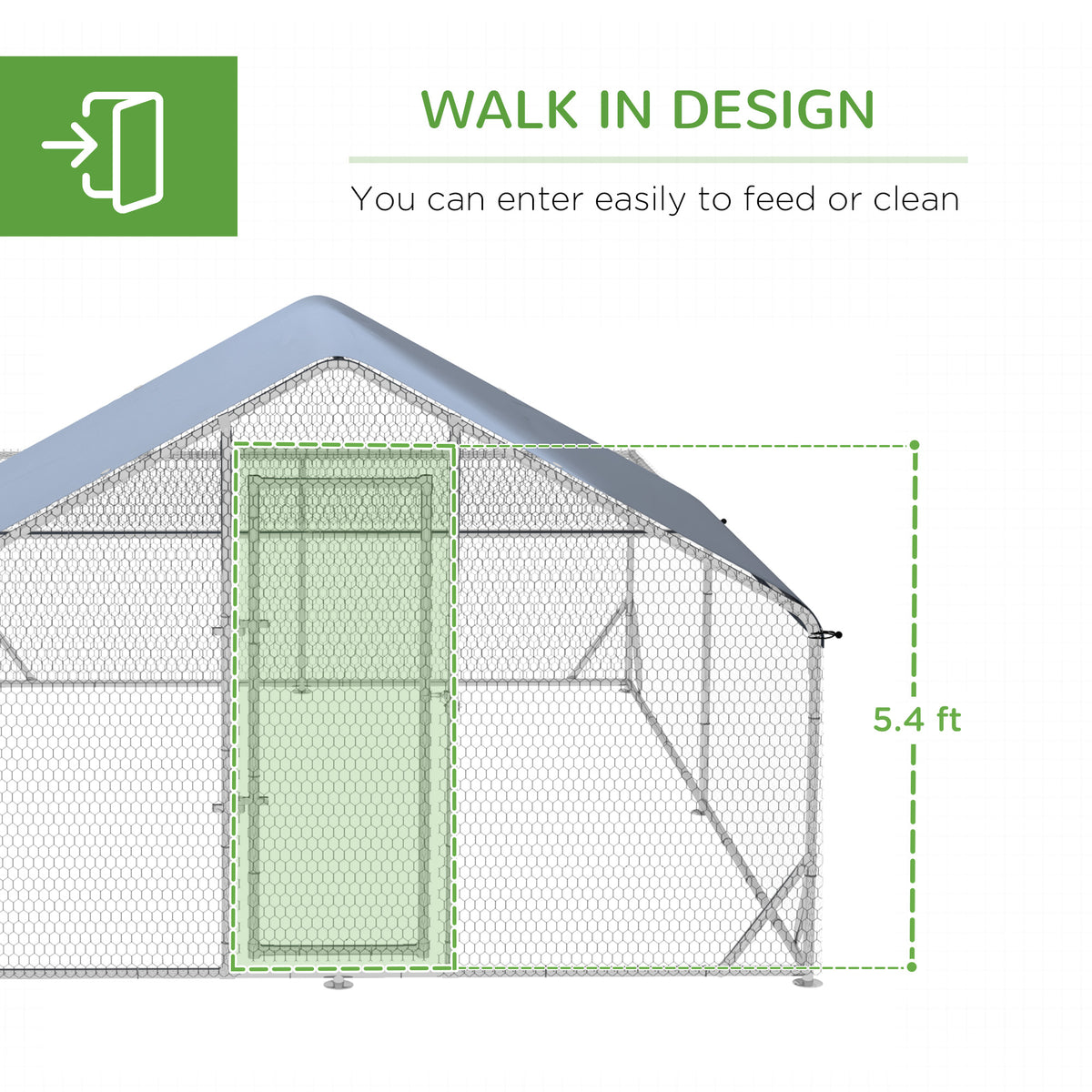 Walk-In Chicken Run, Hen House, for Ducks, Rabbits w/ Water-Resist Roof