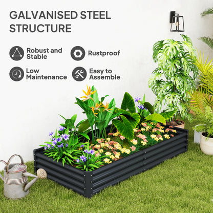 Galvanised Raised Garden Bed, Raised Planter, Dark Grey