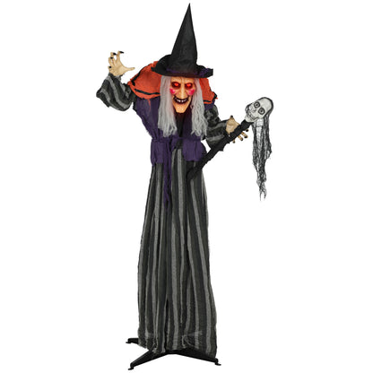 Voice Activated Halloween Animatronics Standing Witch & Skull Staff