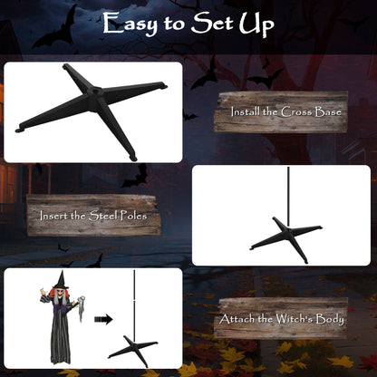 Voice Activated Halloween Animatronics Standing Witch & Skull Staff