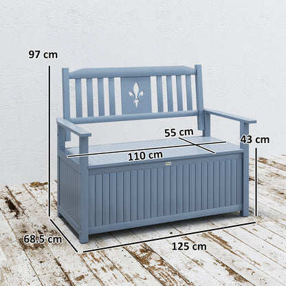 2 Seater Wood Garden Storage Bench Outdoor Storage Box Grey