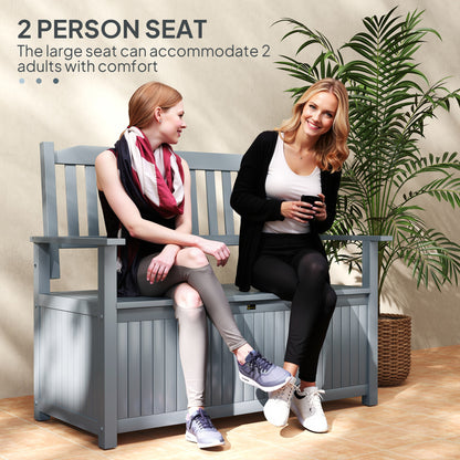 2 Seater Wood Garden Storage Bench Outdoor Storage Box Grey