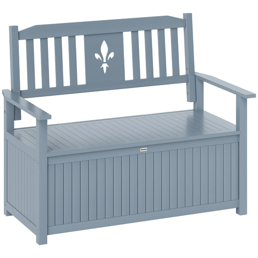 2 Seater Wood Garden Storage Bench Outdoor Storage Box Grey