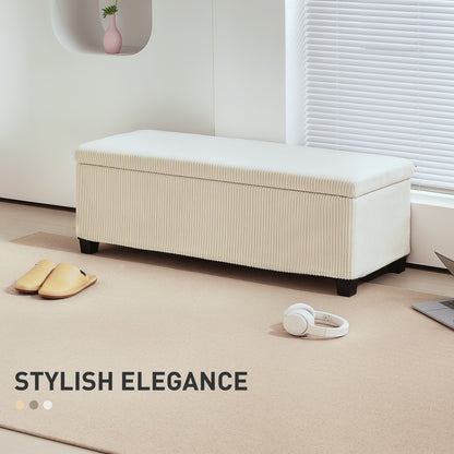 Storage Ottoman with Lid, 112cm Bench Chest Box, Beige