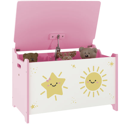 Toy Box with Lid, Safety Hinges for Kids, Nursery, Bedroom, Pink