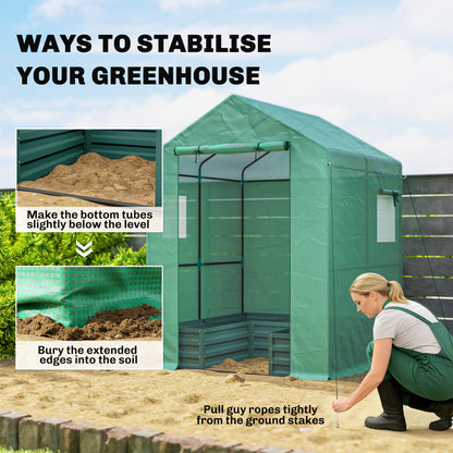 Mini Greenhouse Outdoor Greenhouse with Roll Up Door, Green