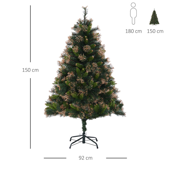 1.5m Prelit Christmas Tree Artificial Tree, Metal Stand-Green