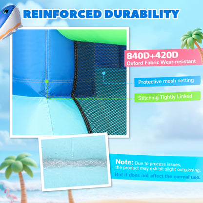 Inflatable Bouncy Castle for Kids Sharks Theme with Slide, Ball Pit