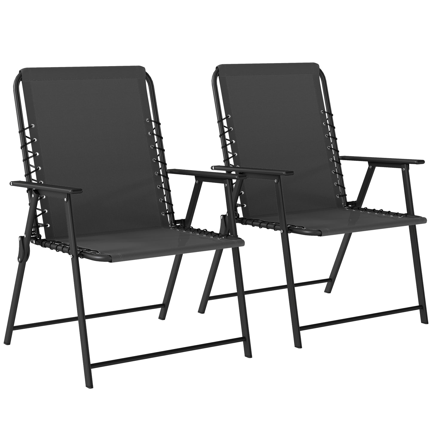 Folding Garden Chairs, Outdoor Chairs Set of 2, Black