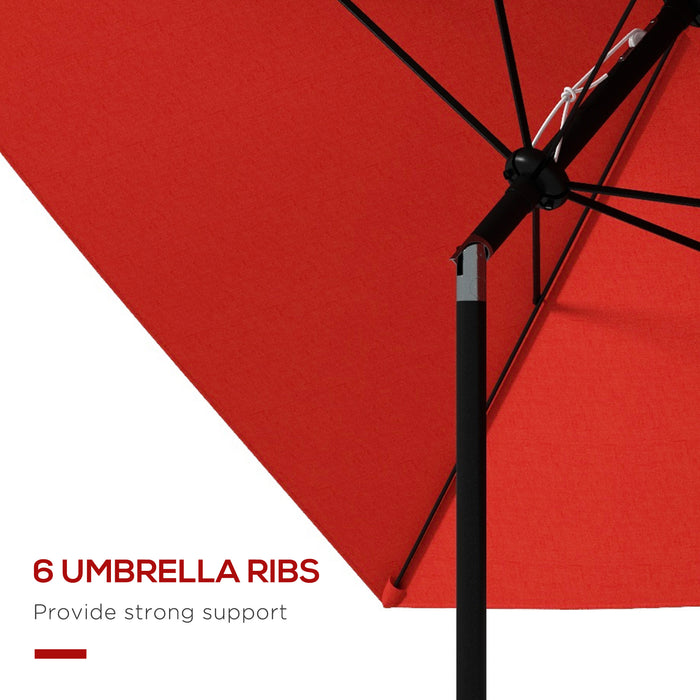 2 x 3(m) Garden Parasol Rectangular Market Umbrella w/ Wine Red