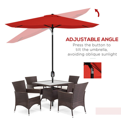 2 x 3(m) Garden Parasol Rectangular Market Umbrella w/ Wine Red