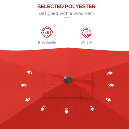 2 x 3(m) Garden Parasol Rectangular Market Umbrella w/ Wine Red