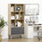 Modern Bookcase with Bottom Cabinet and 6 Open Shelves, Freestanding Bookshelf for Study Living Room Home Office, Natural and Grey