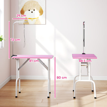 Foldable Dog Grooming Table Adjustable Arm for Small Dogs 81x49x80 cm