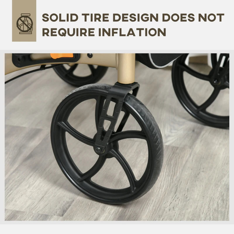 Folding Rollator with Cane Holder, Adjustable Handle Height