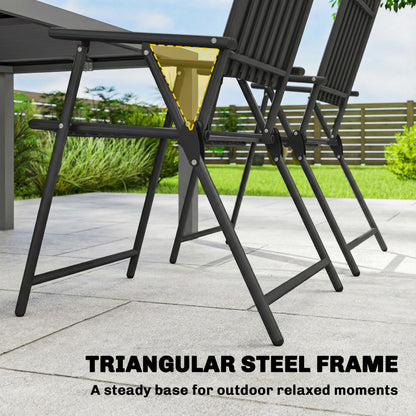 Folding Garden Chairs Set of 4 with Plastic Seat and Back, Black