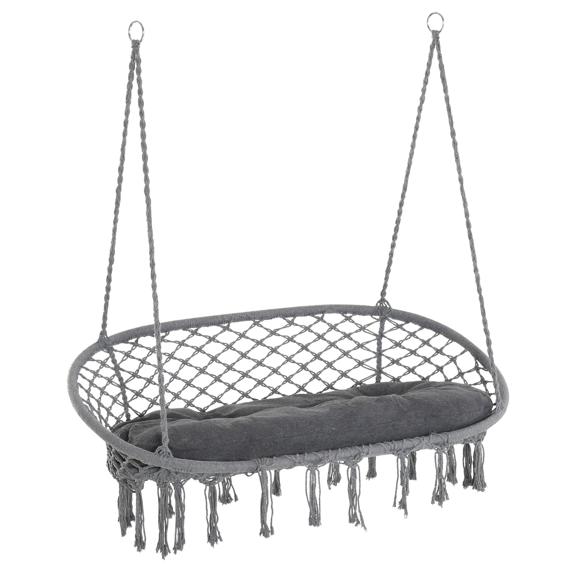 Hanging Hammock Chair Macrame Seat for Patio Garden Yard Dark Grey