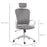 High-Back Swivel Chair Velvet Style Fabric Computer Home Rocking with Wheels, Rotatable Liftable Headrest, Grey