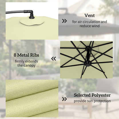 3(m) Banana Parasol Cantilever Umbrella Garden w/ Base Weights - Cream