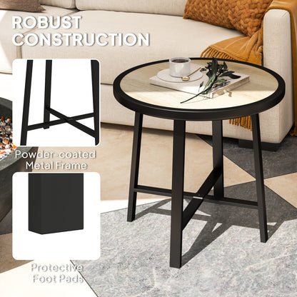 50.5cm Round Garden Table with SPC Tabletop, Nature Wood Finish