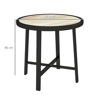 50.5cm Round Garden Table with SPC Tabletop, Nature Wood Finish