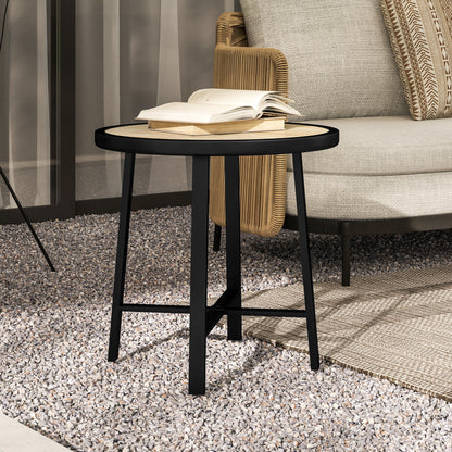 50.5cm Round Garden Table with SPC Tabletop, Nature Wood Finish