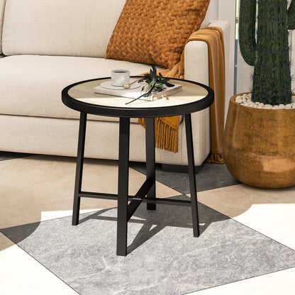 50.5cm Round Garden Table with SPC Tabletop, Nature Wood Finish