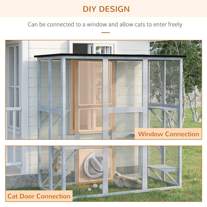 Wooden Cat House with Platforms, Cat Cage for Multiple Kittens
