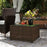 Outdoor Coffee Table with Glass Top, Rattan Side Table, Brown