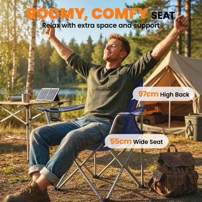 Camping Chair Set of 2 Portable Folding Dark Blue