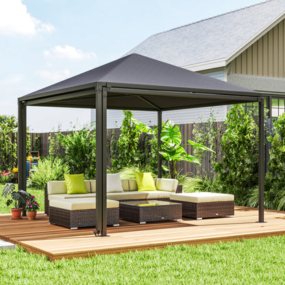 3 x 3(m) Garden Gazebo Canopy with Extendable Awning and Wheels