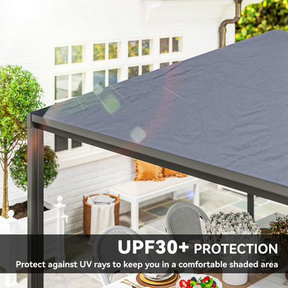 3 x 3(m) Garden Gazebo Canopy with Extendable Awning and Wheels