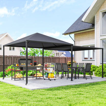 3 x 3(m) Garden Gazebo Canopy with Extendable Awning and Wheels