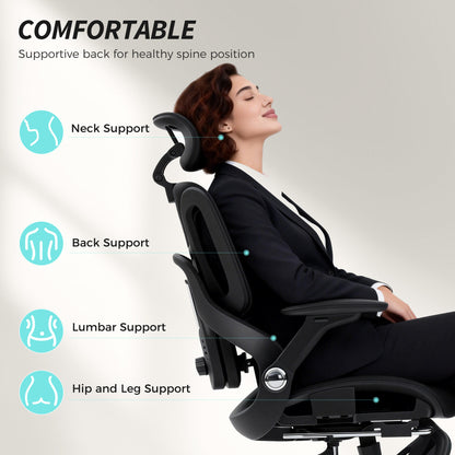 Ergonomic Office Chair, Mesh Desk Chair with Lumbar Support, Footrest