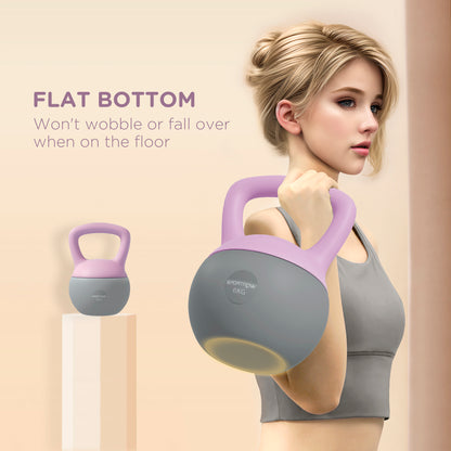 6KG Kettlebell with Soft Body and Non-Slip Handle, Purple and Grey