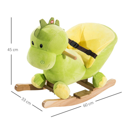 Kids Rocking Horse Plush Ride On Dinosaur Seat w/Seat Safety Belt, 32 Songs, Ride on Horses Toys 18 Months Up