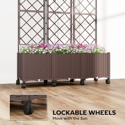 Plastic Raised Planter with Trellis and Self Watering Design