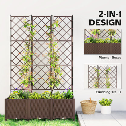 Plastic Raised Planter with Trellis and Self Watering Design