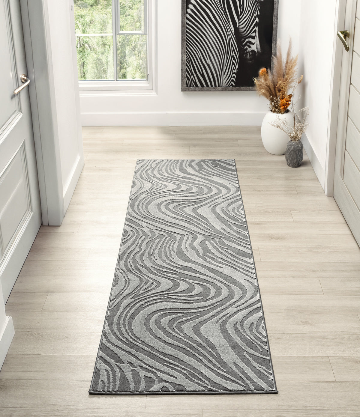 Vellure Modern Living Room Area Rug Embossed Metallic Sheen Marble - 2 Colours Available