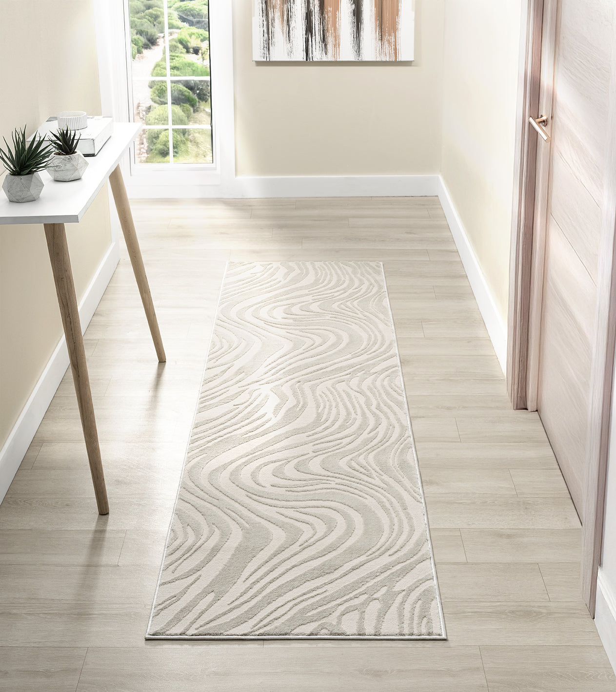 Vellure Modern Living Room Area Rug Embossed Metallic Sheen Marble - 2 Colours Available