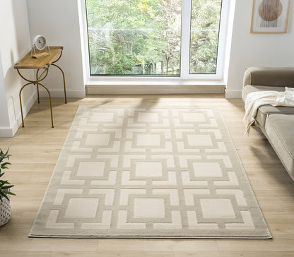 Vellure Modern Living Room Area Rug Embossed Metallic Sheen Maze - 2 Colours Available