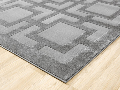 Vellure Modern Living Room Area Rug Embossed Metallic Sheen Maze - 2 Colours Available