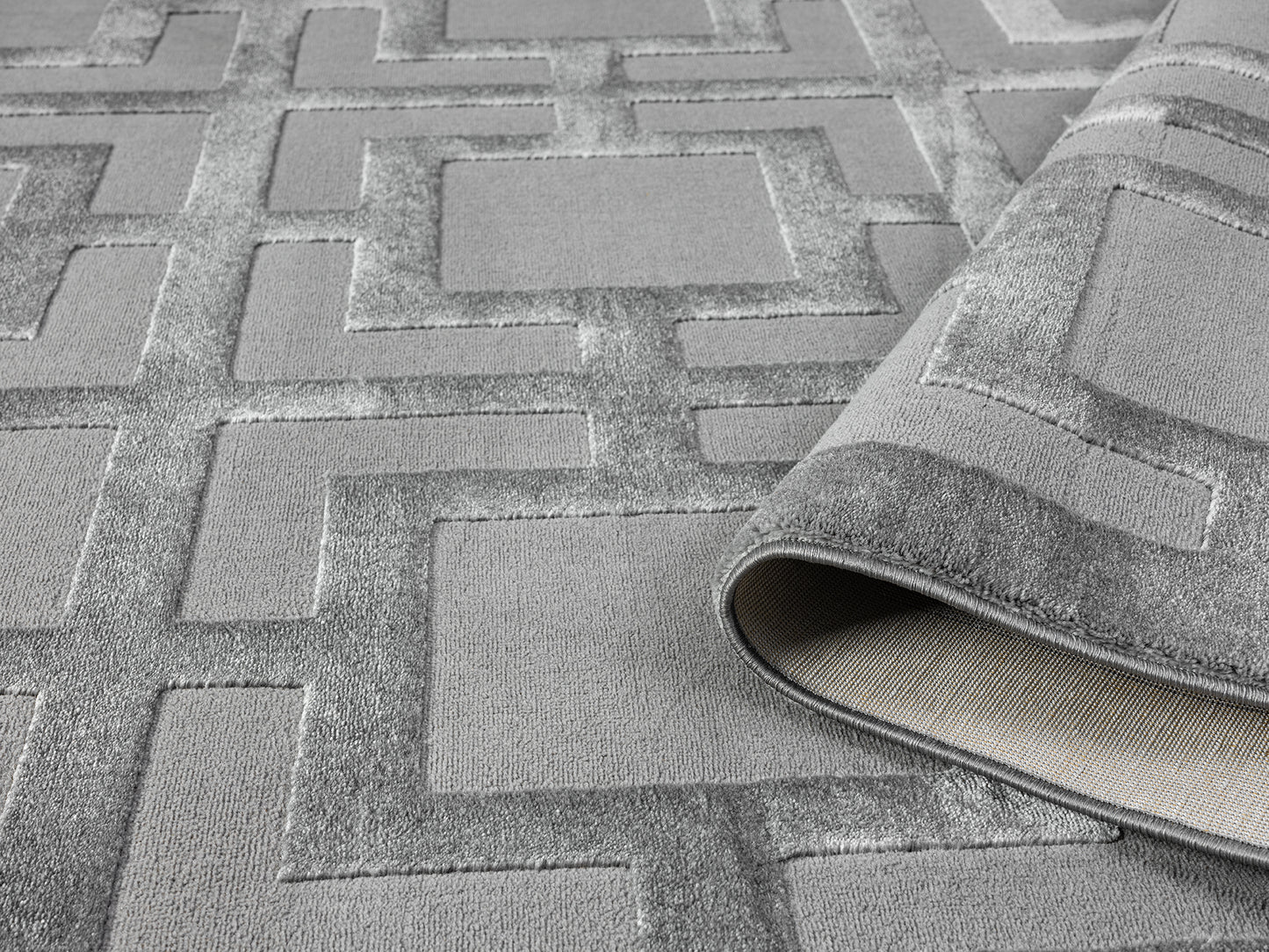 Vellure Modern Living Room Area Rug Embossed Metallic Sheen Maze - 2 Colours Available