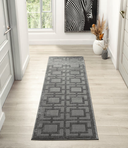 Vellure Modern Living Room Area Rug Embossed Metallic Sheen Maze - 2 Colours Available