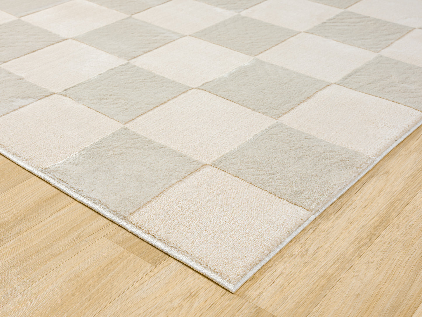Vellure Modern Living Room Area Rug Embossed Metallic Sheen Grid - 2 Colours Available