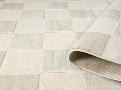 Vellure Modern Living Room Area Rug Embossed Metallic Sheen Grid - 2 Colours Available
